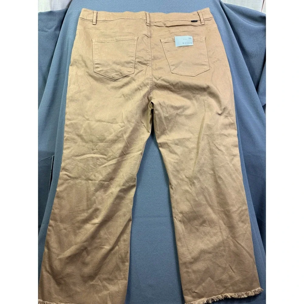 Risen Jeans Mocha Distressed High Rise Wide Leg Pants RDP5265X Size 3XL NEW
